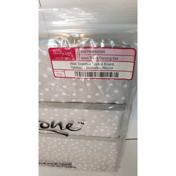 Thirty-One Bulletin Board and Pocket Board Taupe Dancing Dot Pattern - Picture 5 of 11